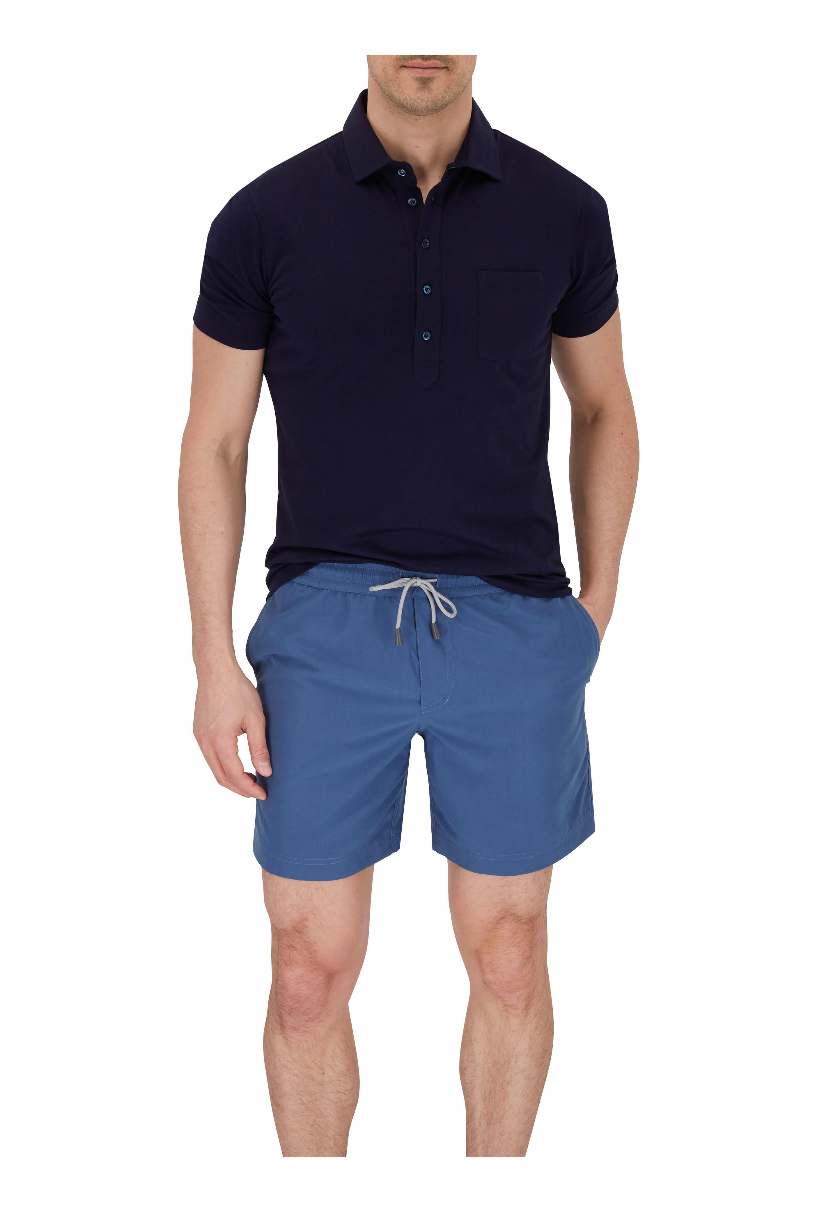 Brunello Cucinelli - Navy Blue Slim Fit Polo | Mitchell Stores