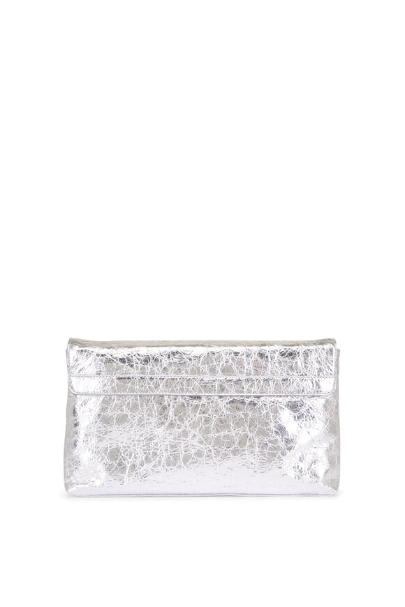 Balenciaga Le City Silver Metallic Leather Clutch - view 2