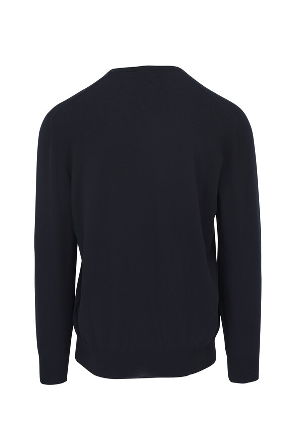 Loro Piana Navy Cashmere V-Neck Sweater  - view 2
