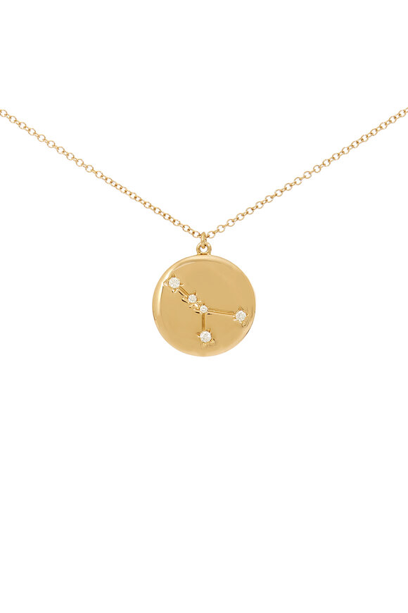 Kai Linz Yellow Gold Cancer Zodiac Disc Necklace