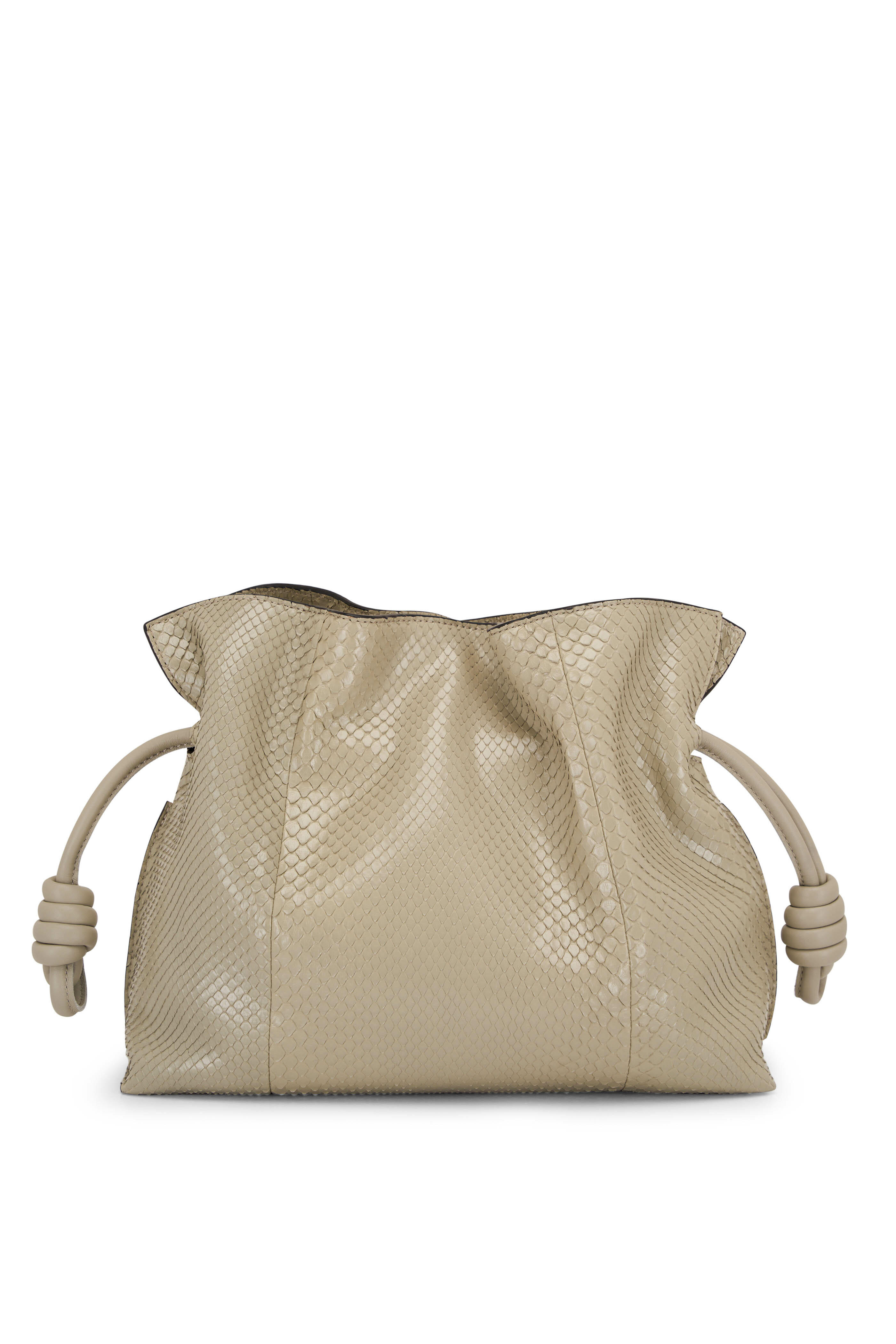 Loewe - Medium Flamenco Marble Green Snakeskin Knot Clutch