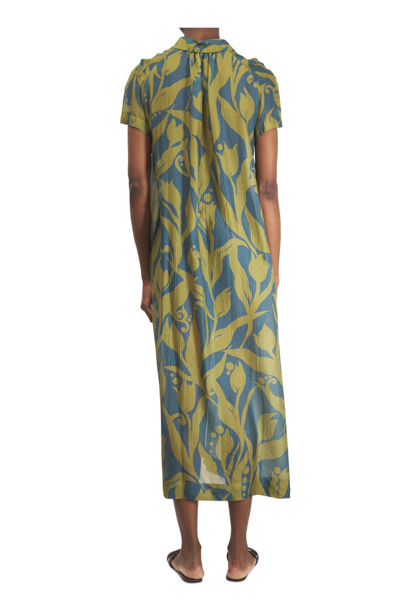 Dries Van Noten Davinia Tulip Print Green Multi Silk Dress - view 4