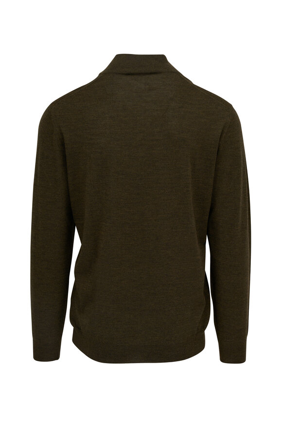 Fedeli - Olive 140's Wool Quarter Zip Pullover