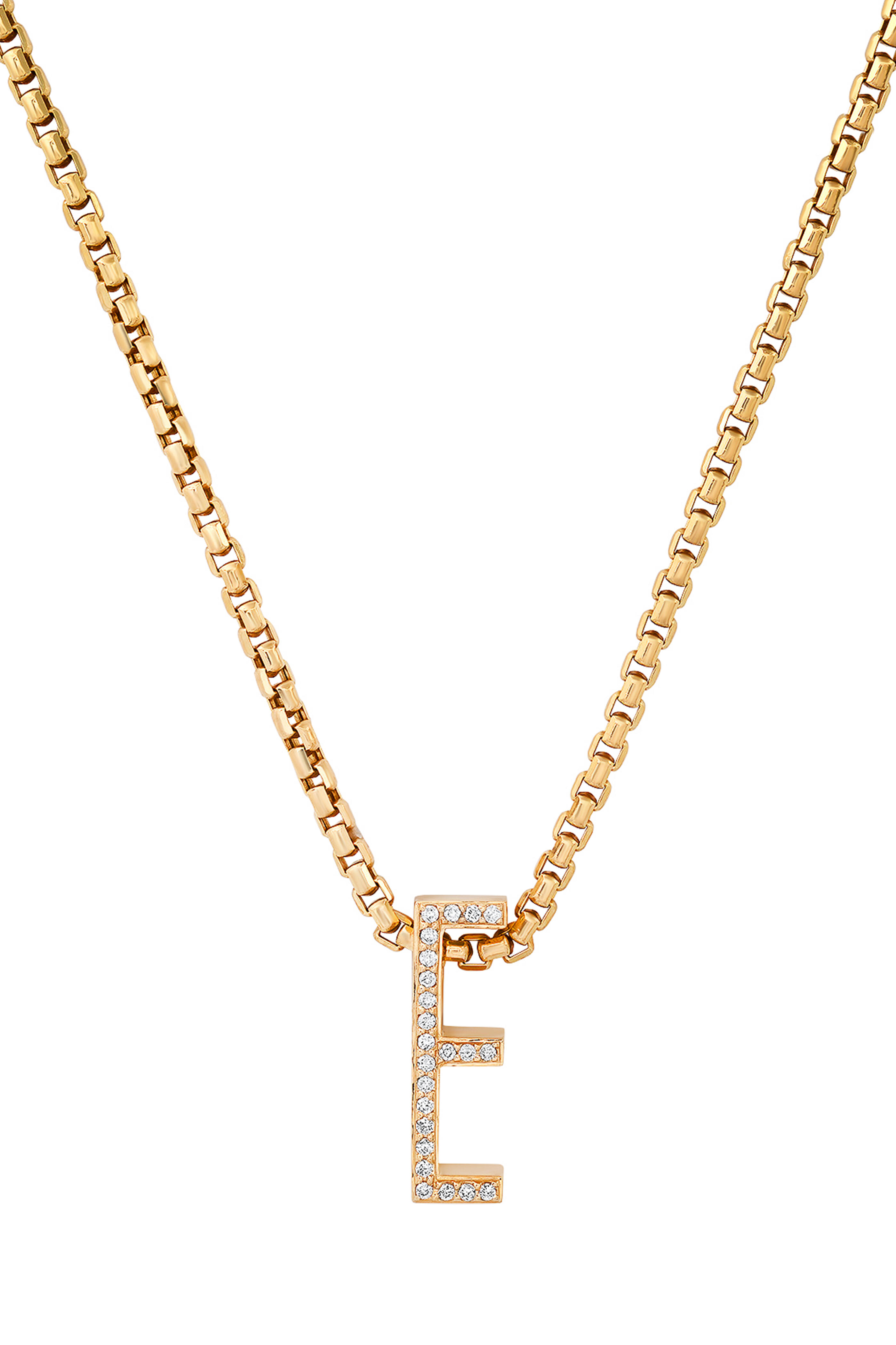 Helena Rose - 14k Yellow Gold Slide-On Pave Initial "E" Pendant