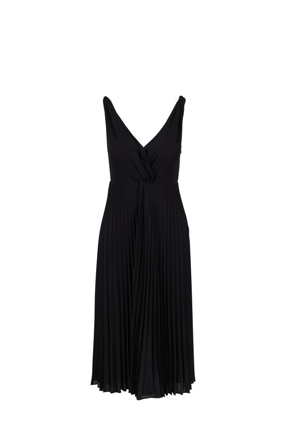 Vince - Black Pleated Twist Front Dress