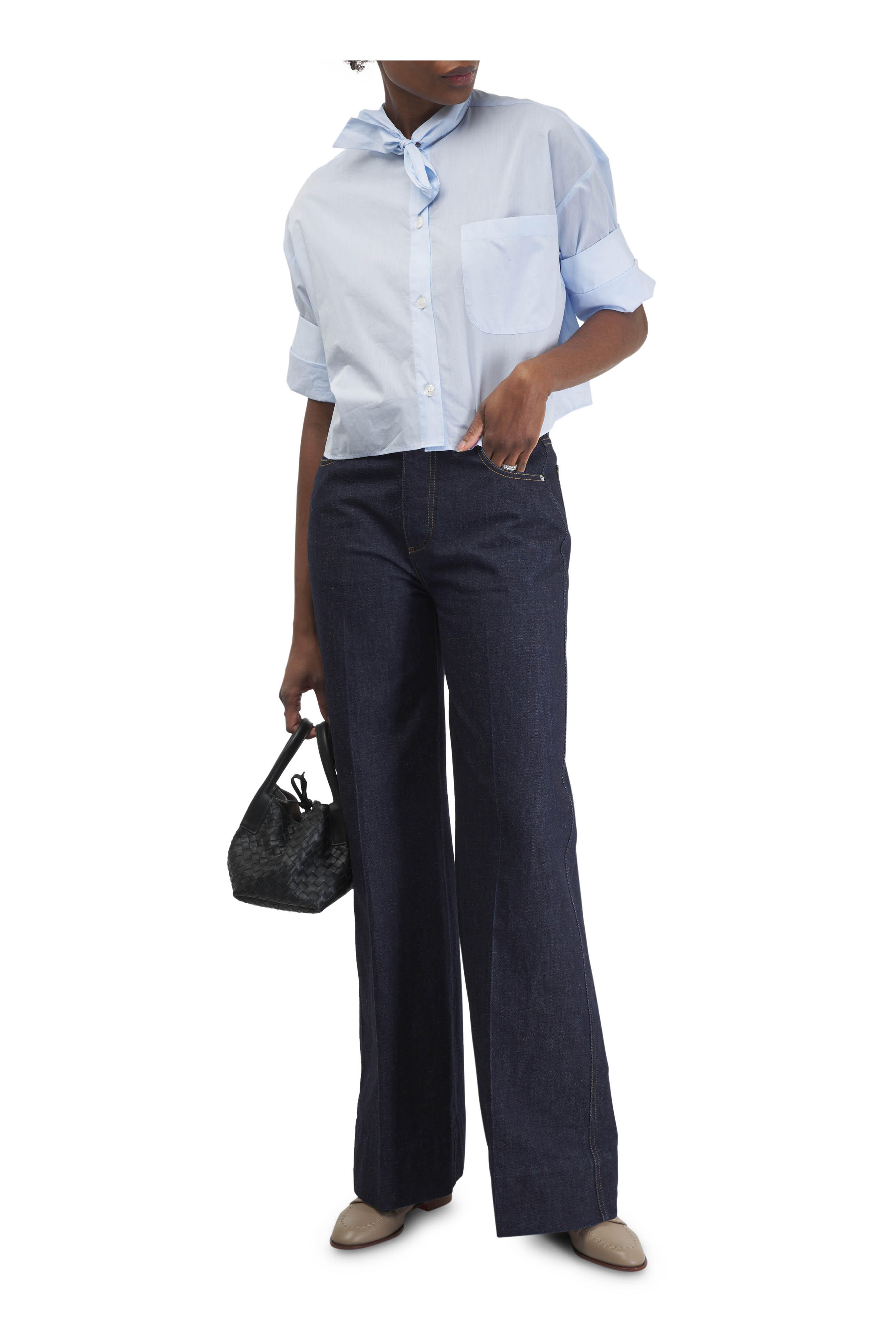 Bottega Veneta - Indigo Blue High-Rise Palazzo Jean