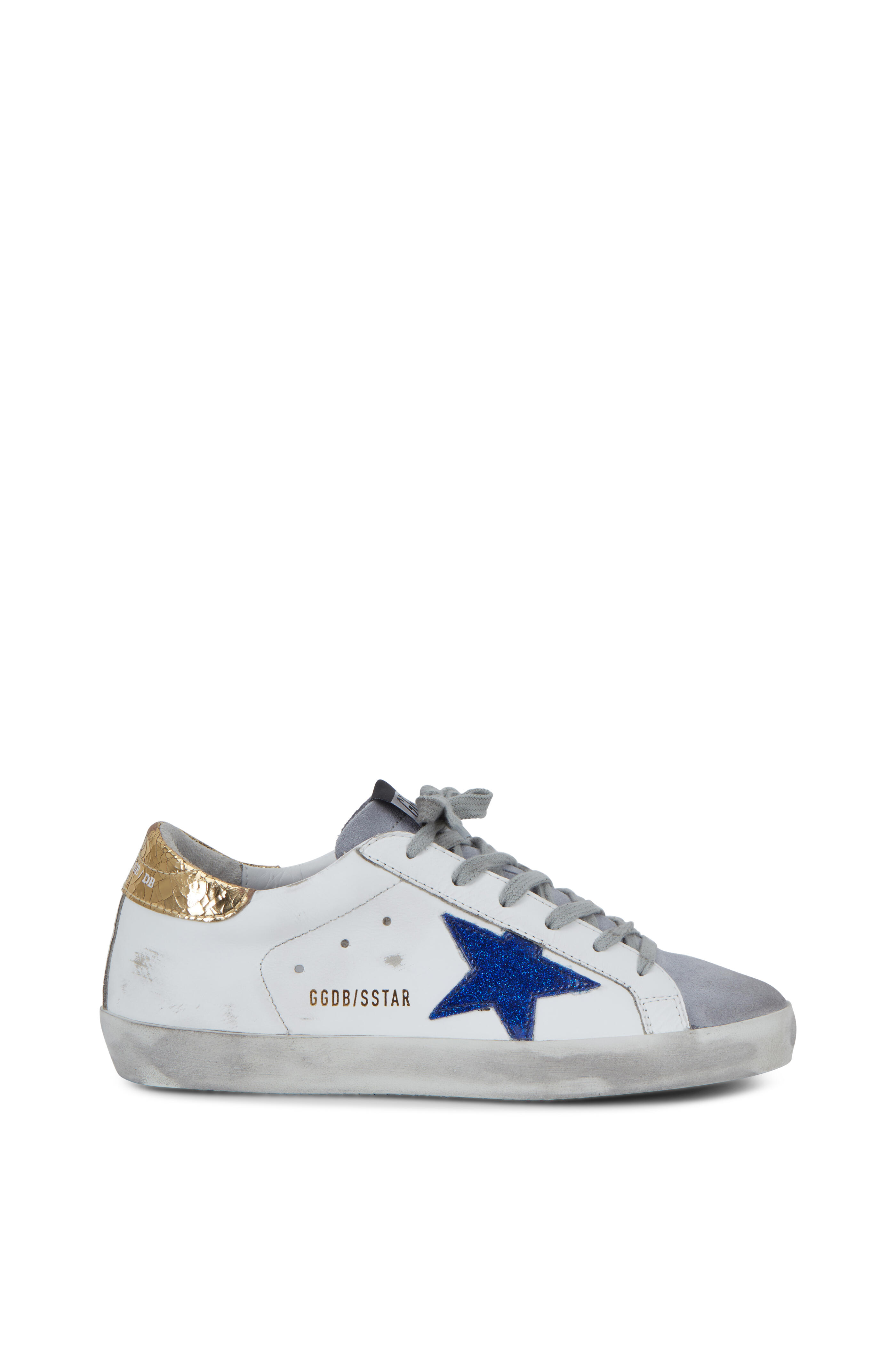 Opsætning lille personale Golden Goose - Superstar White & Blue Glitter Star Sneaker