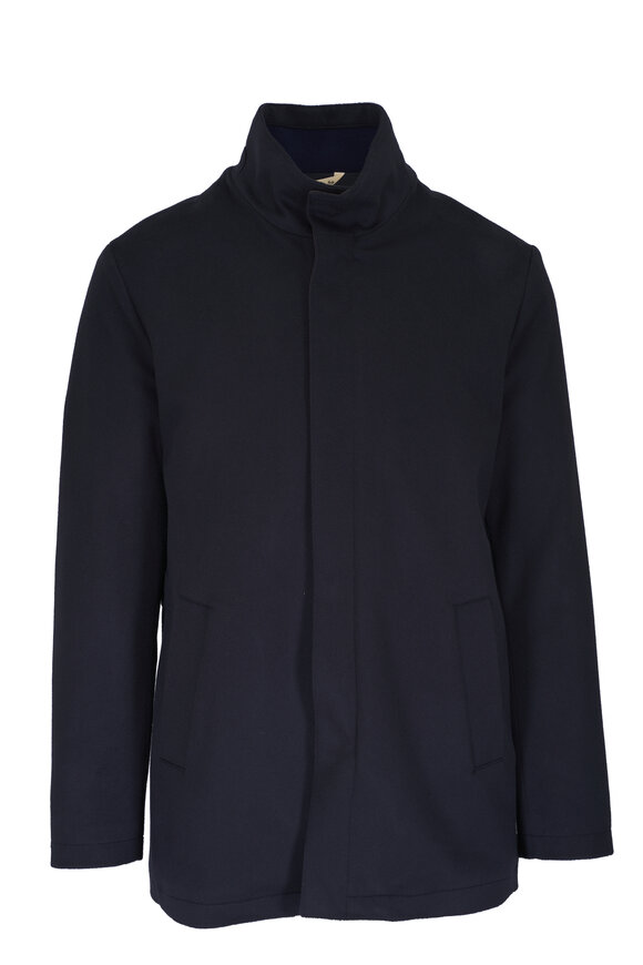 Maurizio Baldassari Icons Navy Blue Wool & Cashmere Car Coat