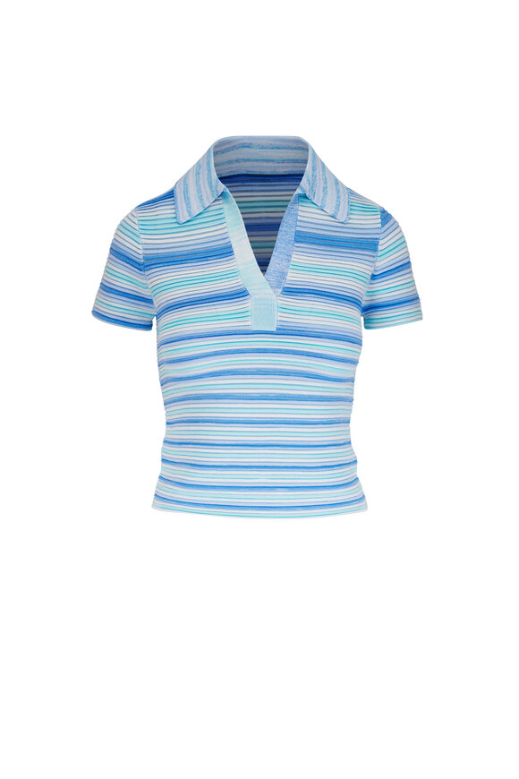 Simkhai Paxton Periwinkle Multi Stripe Knit Polo