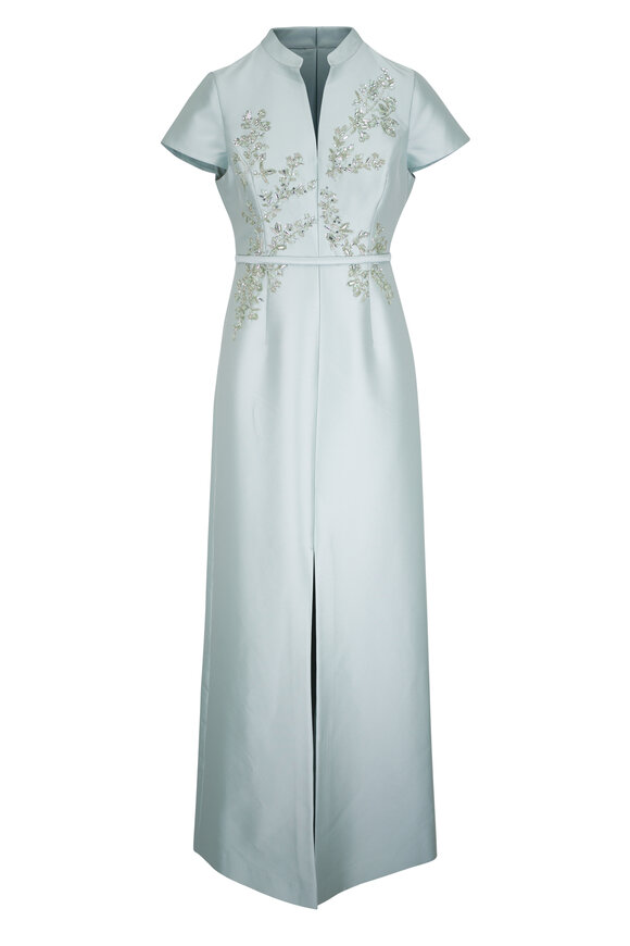 Sachin + Babi Charlotte Celadon Embellished Gown