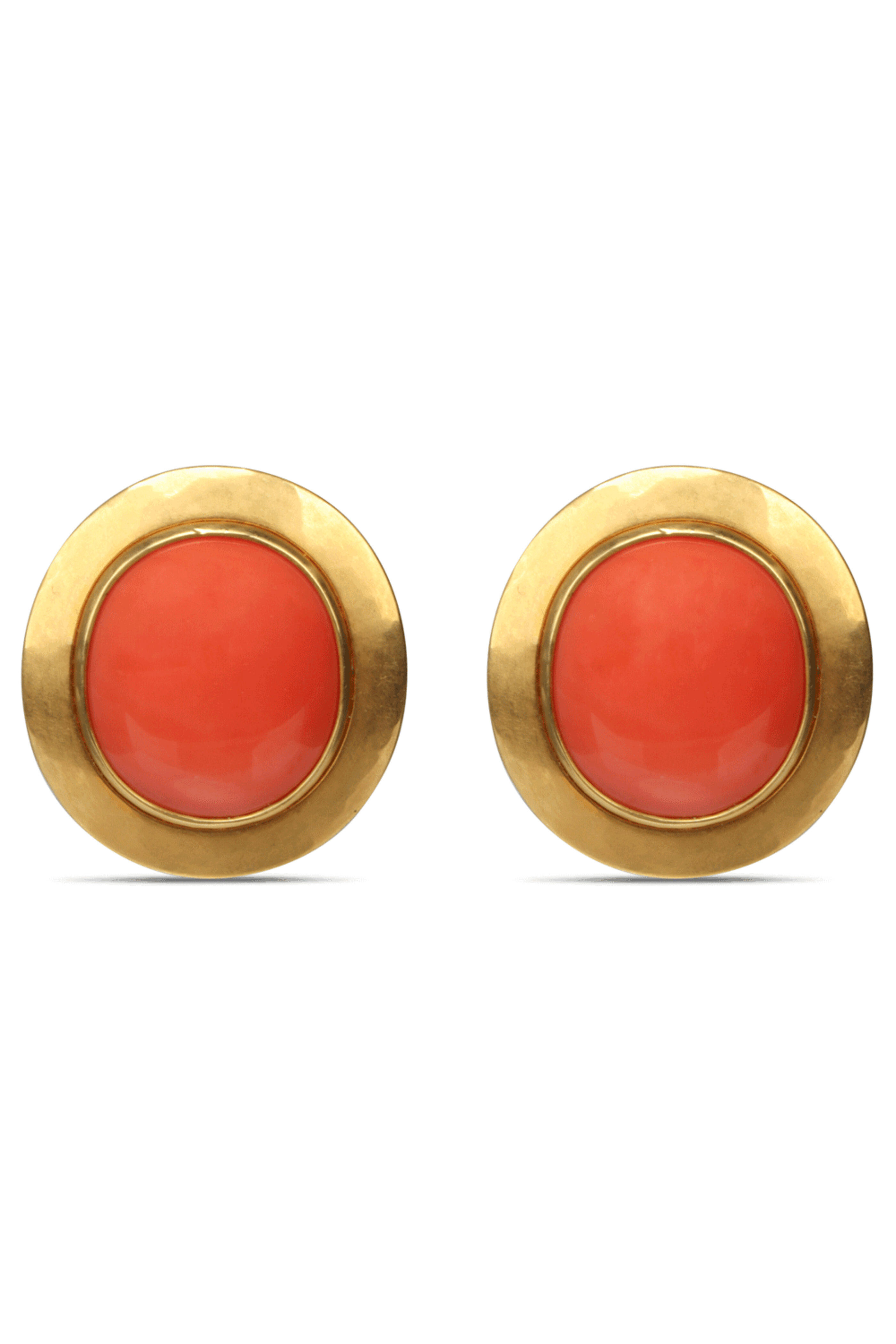 Darlene De Sedle - Large Coral and Disk Clip Back Earrings