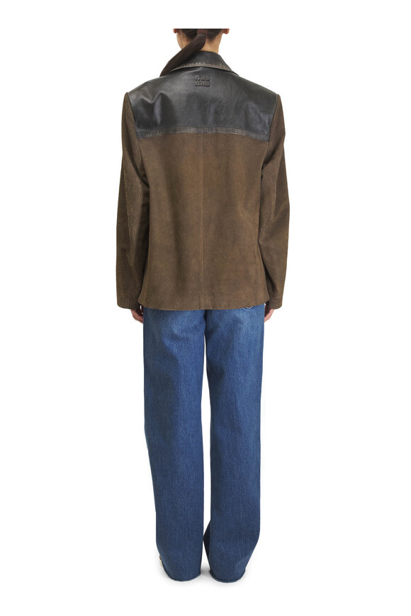 Miu Miu Mud Suede & Leather Oversized Jacket - view 4