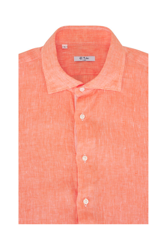 Tiki Orange Linen Sport Shirt