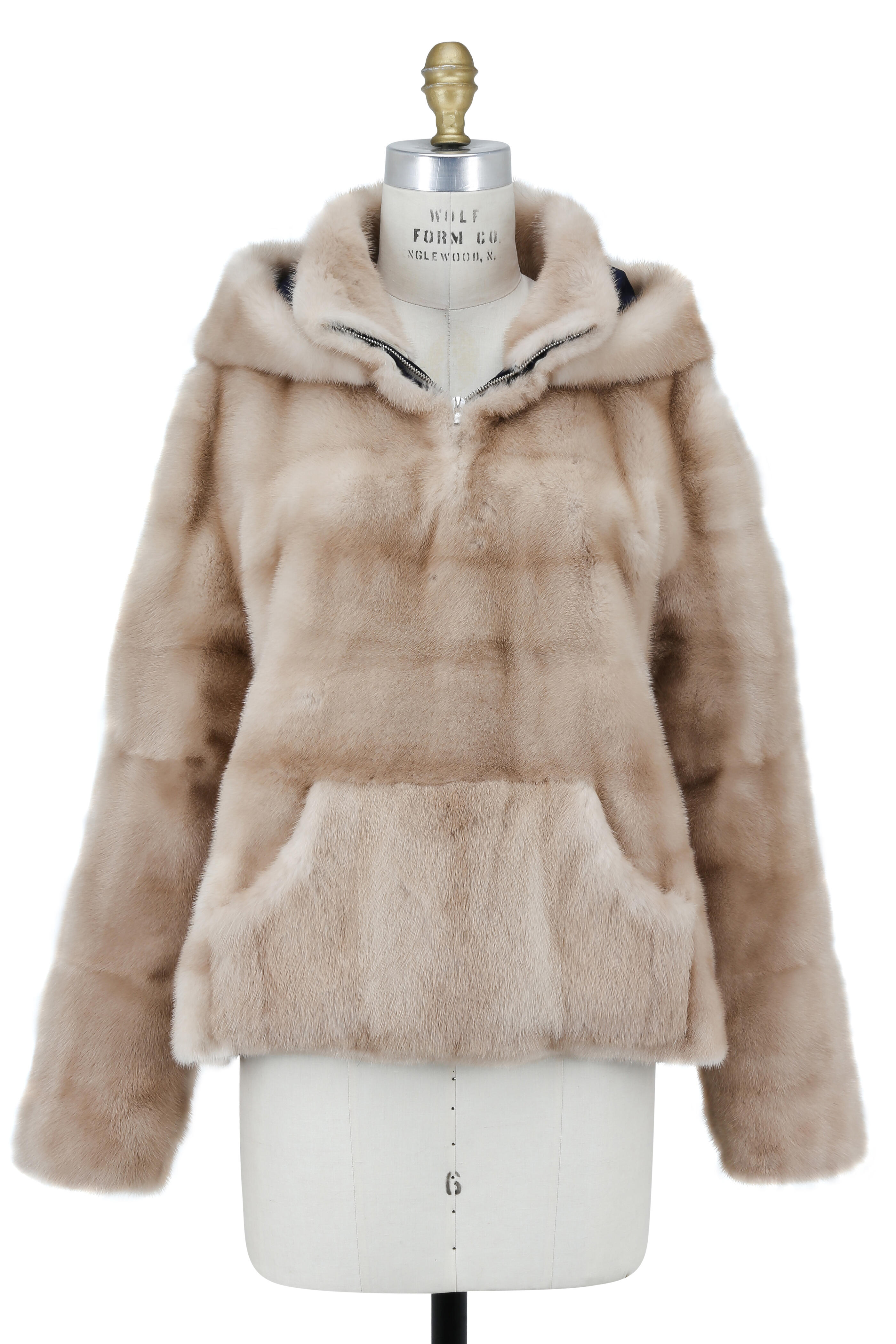 Oscar de la Renta Furs - Natural Palomino Mink Hooded Pullover