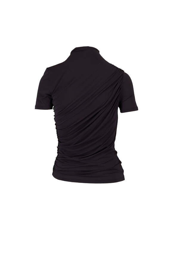 Frame Black Short Sleeve Draped Top - view 2