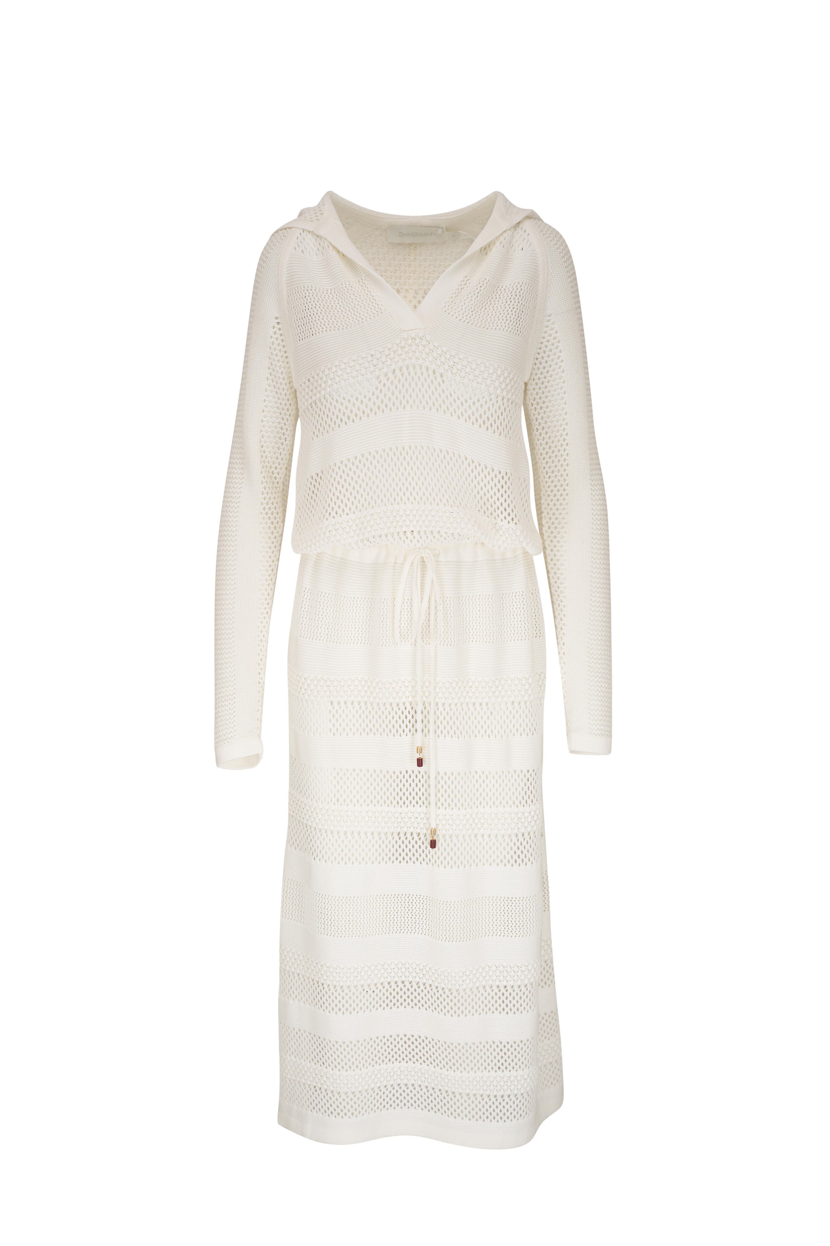 Zimmermann - Ivory Hooded Knit Maxi Dress | Mitchell Stores