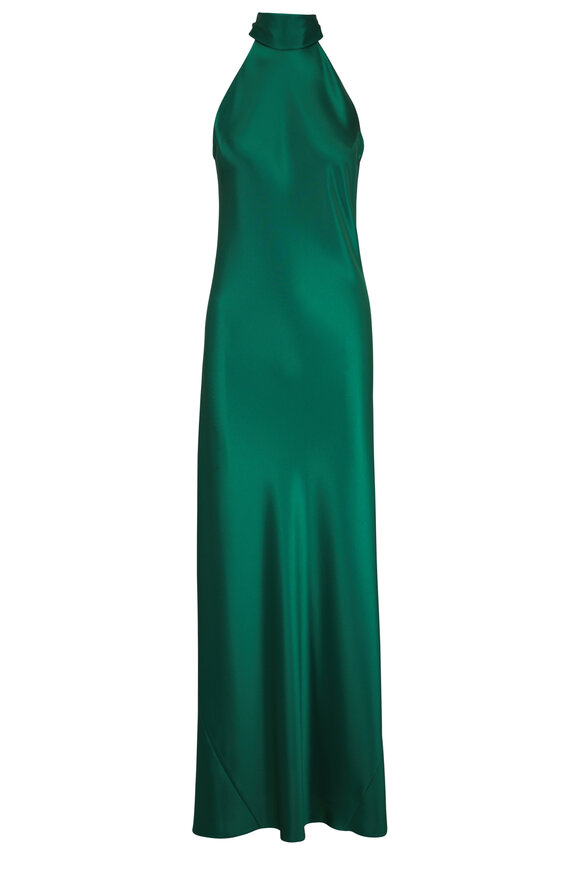Galvan Sienna Emerald Satin Gown
