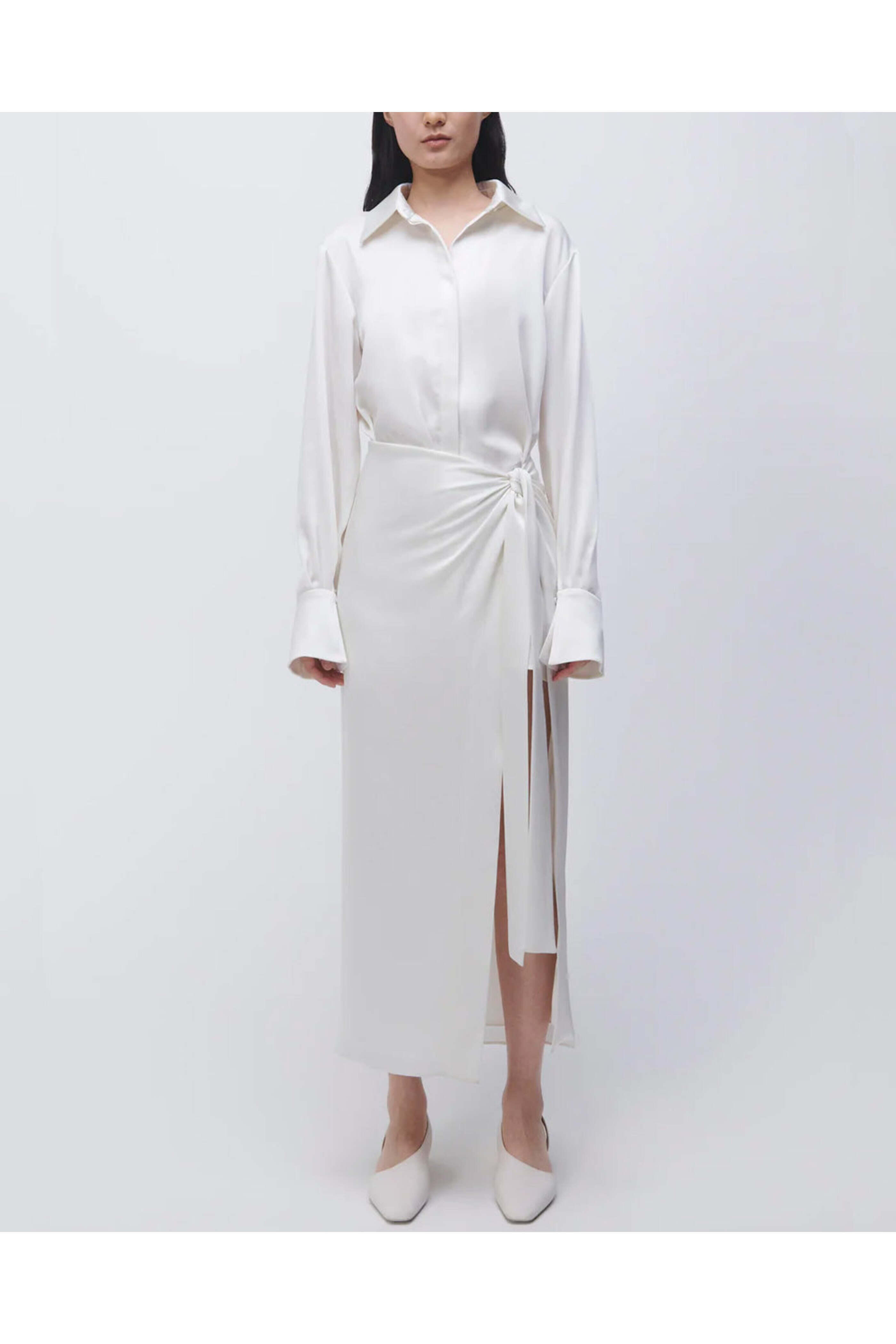 Simkhai - Ivory Samba Long Sleeve Draped Dress