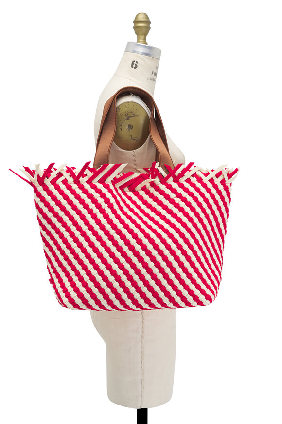 Naghedi - Medium Havana Amalfi Red & Bone Stripe Tote