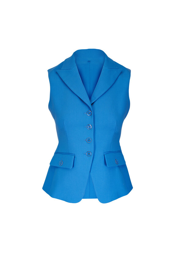 Veronica Beard Benny Blue Jasper Tailored Vest