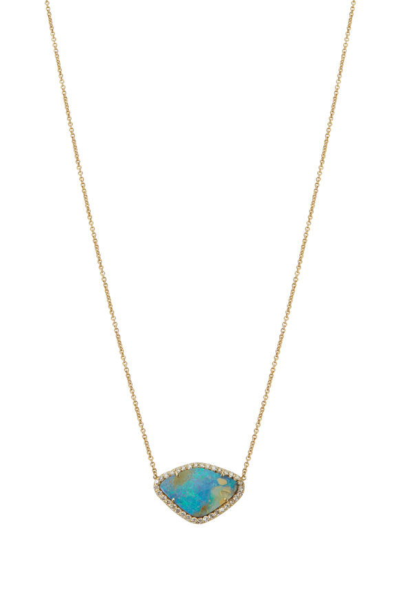 Kimberly McDonald - Yellow Gold Boulder Opal Diamond Necklace