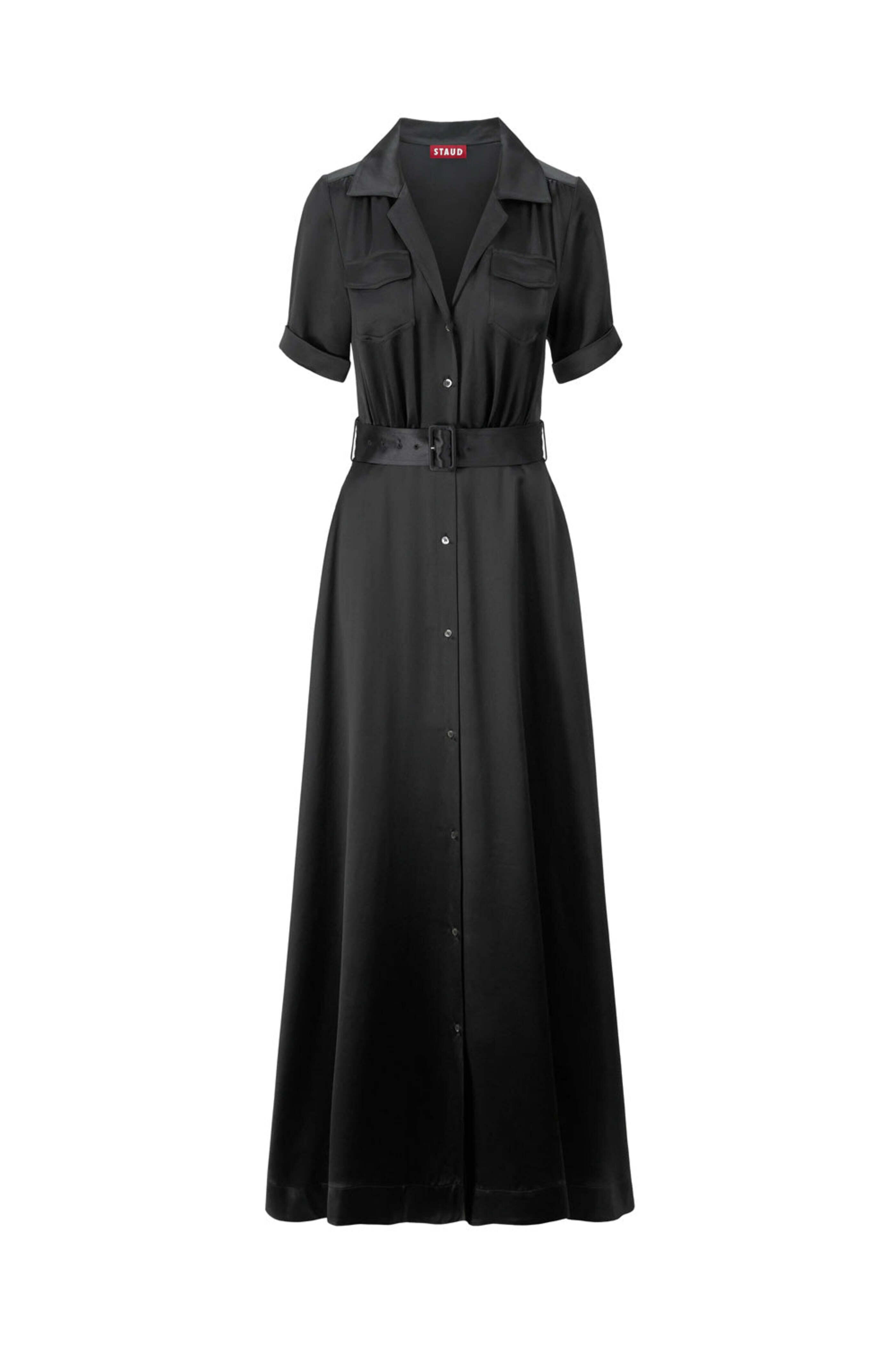 Staud - Black Satin Millie Dress