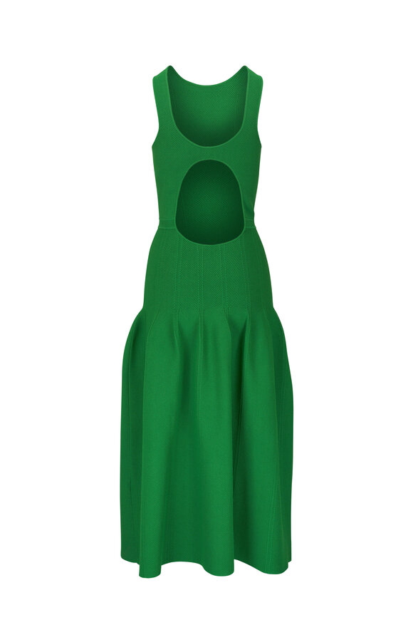 Giorgio Armani - Green Knit Open Back Midi Dress 