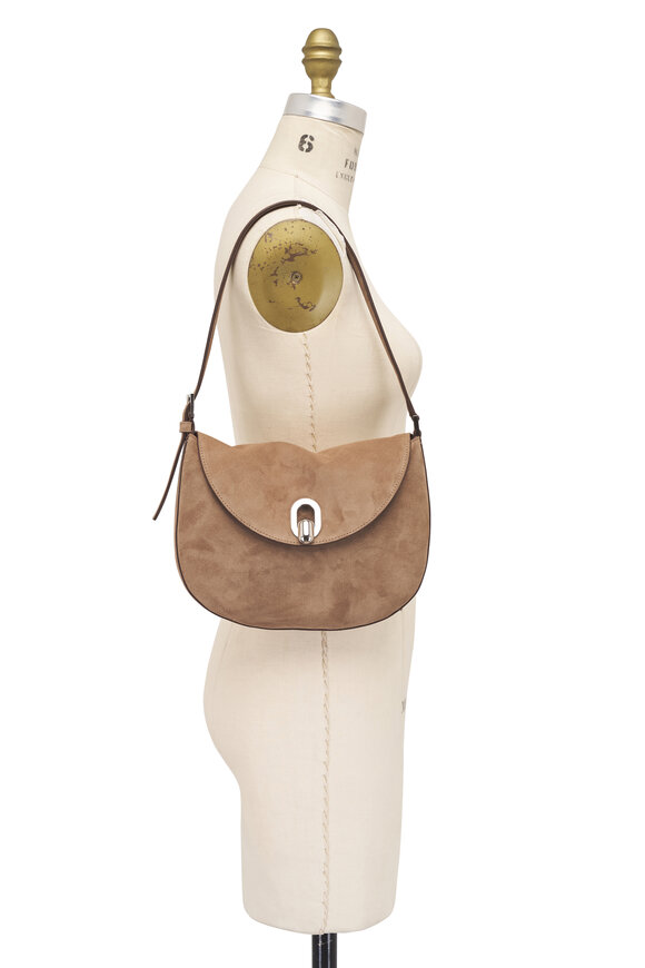 Savette Small Tondo Taupe Suede Hobo Bag - view 7