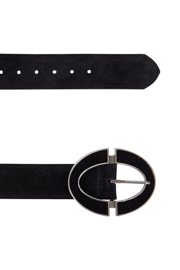 Kim White - Black Suede Oval Buckle Belt