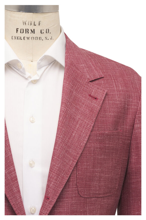 Brunello Cucinelli Coral Fancy Solid Wool, Linen & Silk Sportcoat