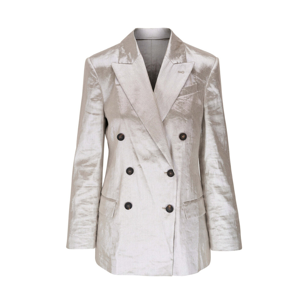 Brunello Cucinelli - Metallic Linen Double Breasted Jacket