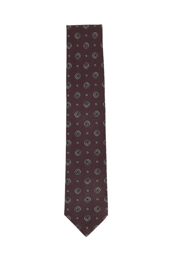 Brioni - Brown Medallion Silk Necktie