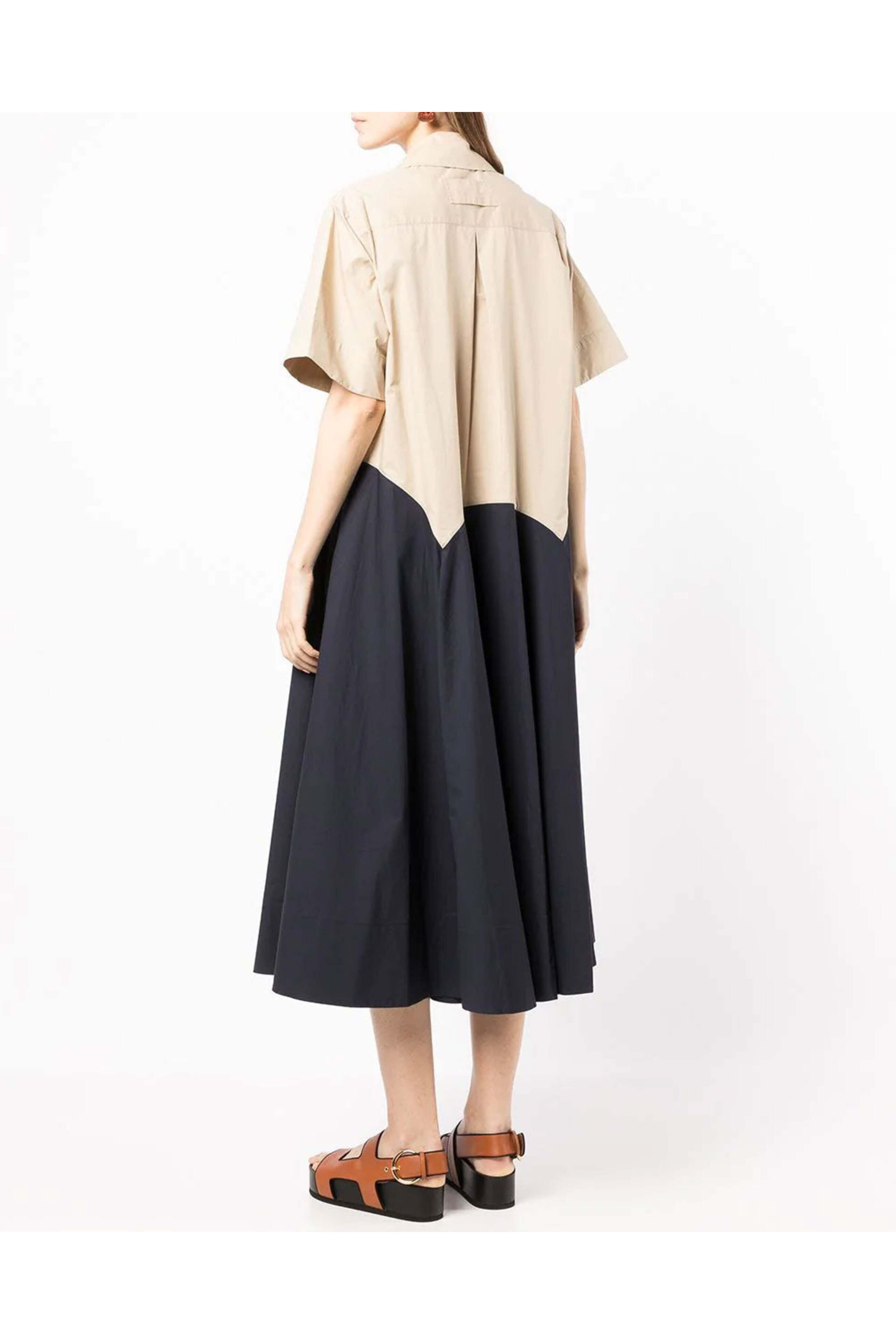 Lee Mathews - Navy Sand Elsie Bicolor Maxi Shirt Dress