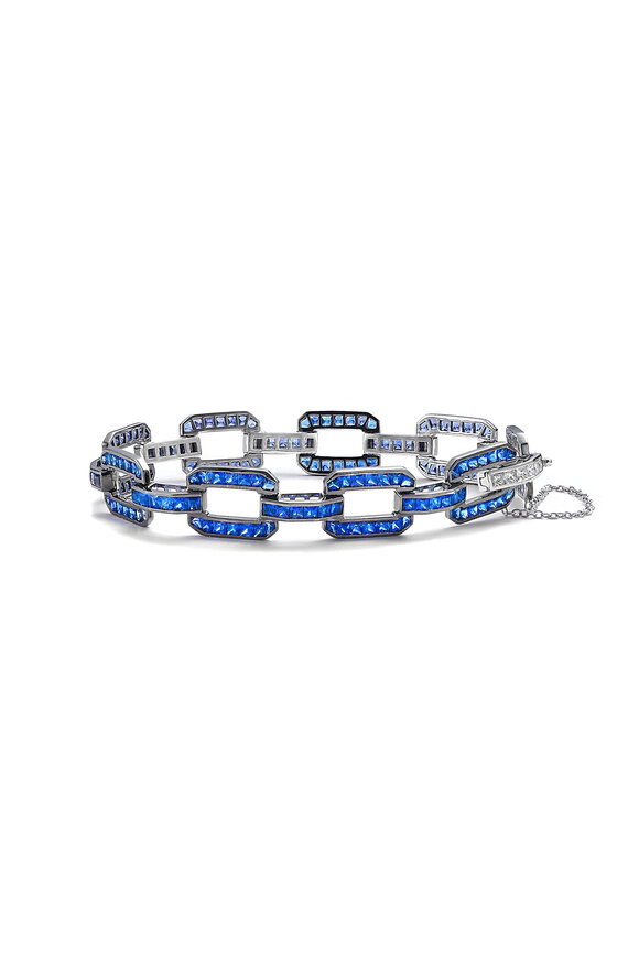 Nam Cho 18k White Gold Sapphire & Diamond Link Bracelet