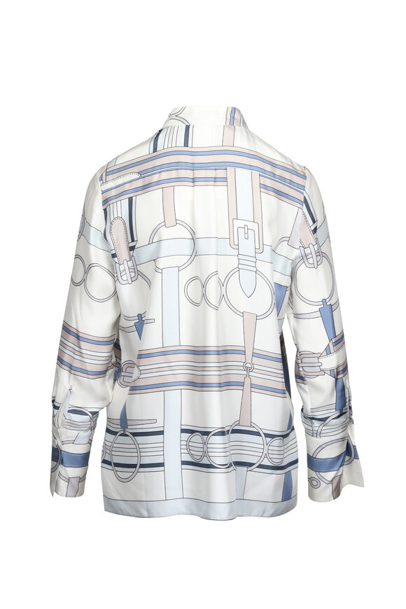 Rani Arabella Blue Horse Link Print Silk Blouse - view 2