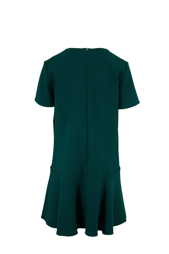 Oscar de la Renta - Spruce Stretch Wool Pleated Skirt Dress