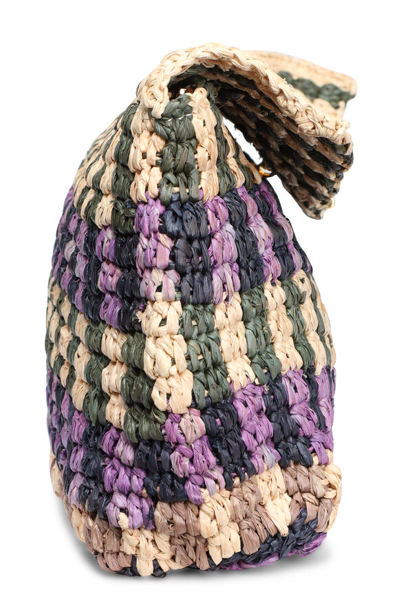 Veronica Beard Purple Multi Raffia Anchor Clutch - view 3