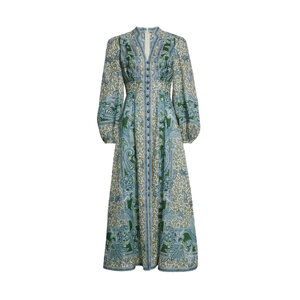 Zimmermann - Green Paisley Ottie Plunge Midi Dress Zimmermann - Green Paisley Ottie Plunge Midi Dress