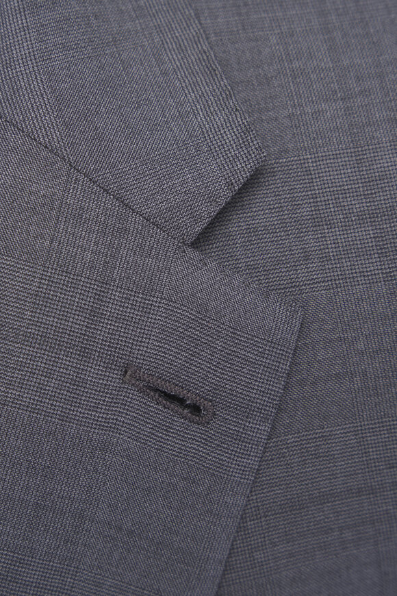 Zegna Charcoal Gray Plaid Wool Suit - view 3