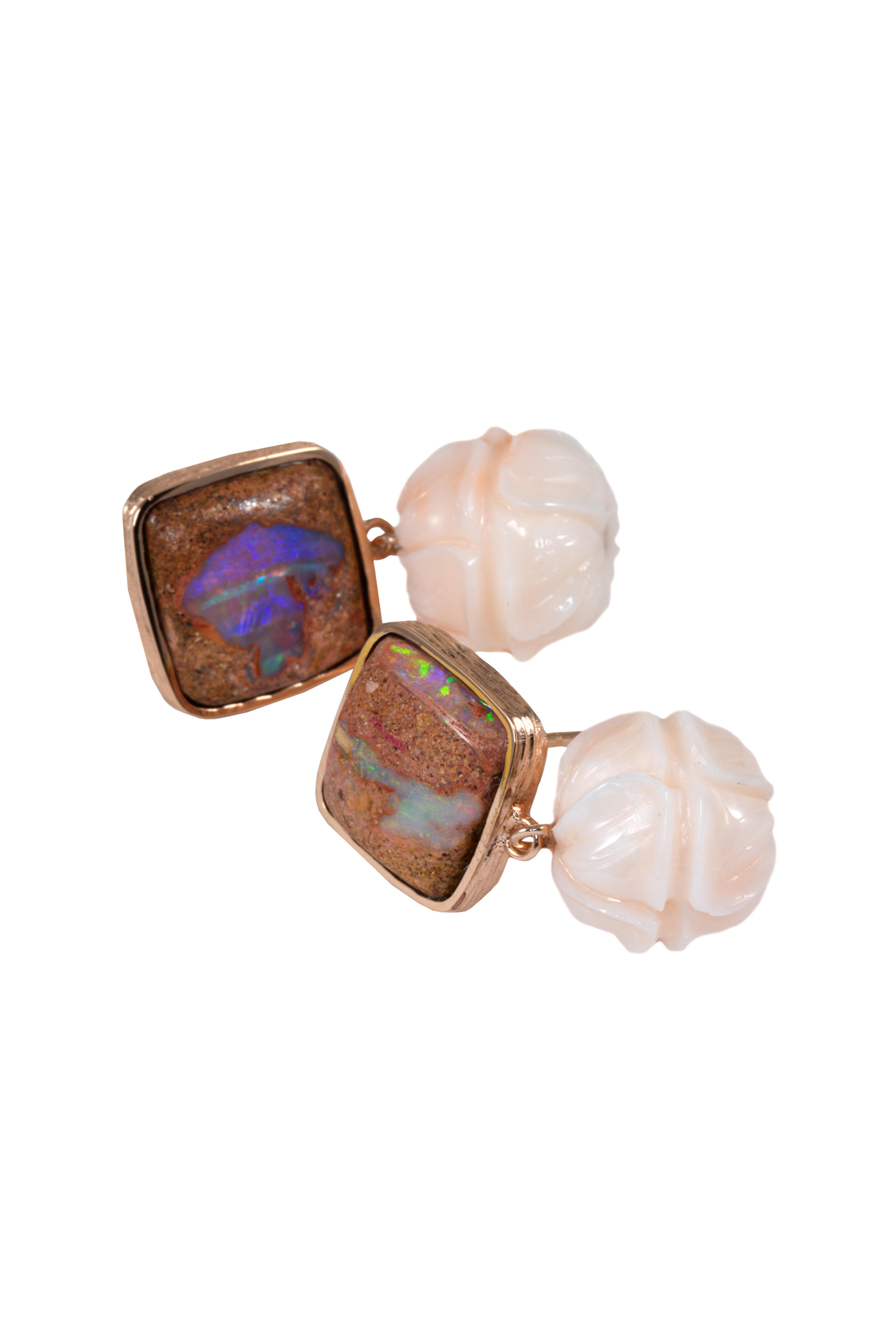 K. Brunini Jewels - Skipping Stones Coral & Opal Earrings