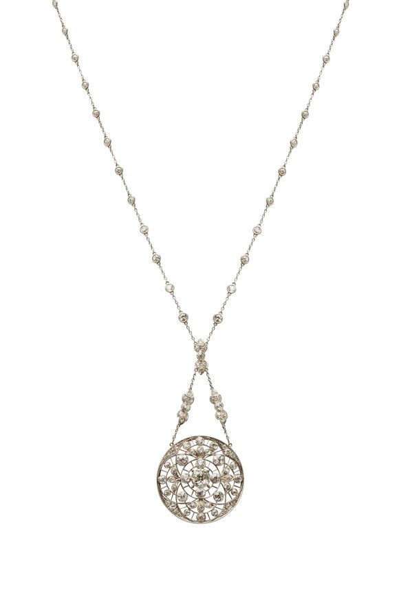 Fred Leighton - White Diamond Filigree Pendant Necklace