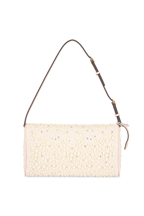 Valentino Garavani Cream Sparkling Pearls Shoulder Bag - view 5