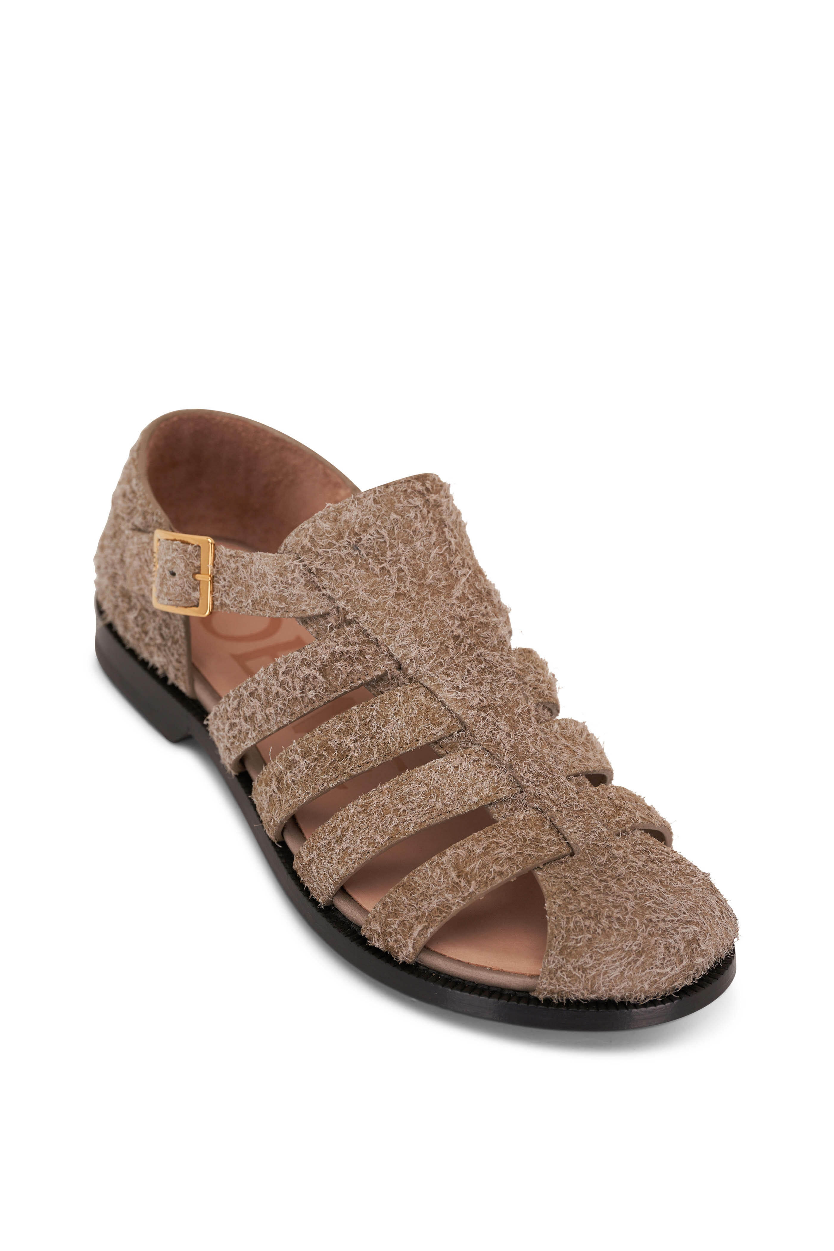 Loewe - Campo Khaki Green Brushed Suede Caged Sandal