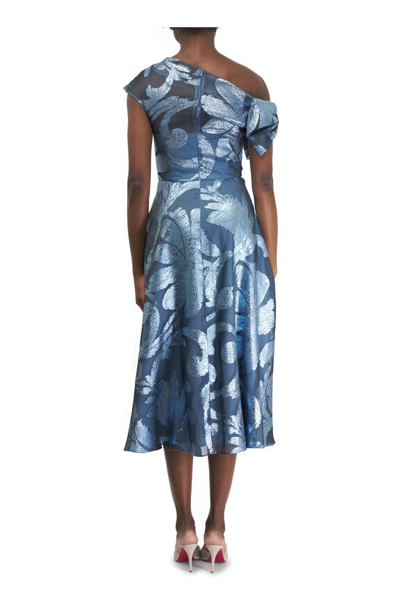 Lela Rose - Evelyn Metallic Floral Fil Coupe Midi Dress