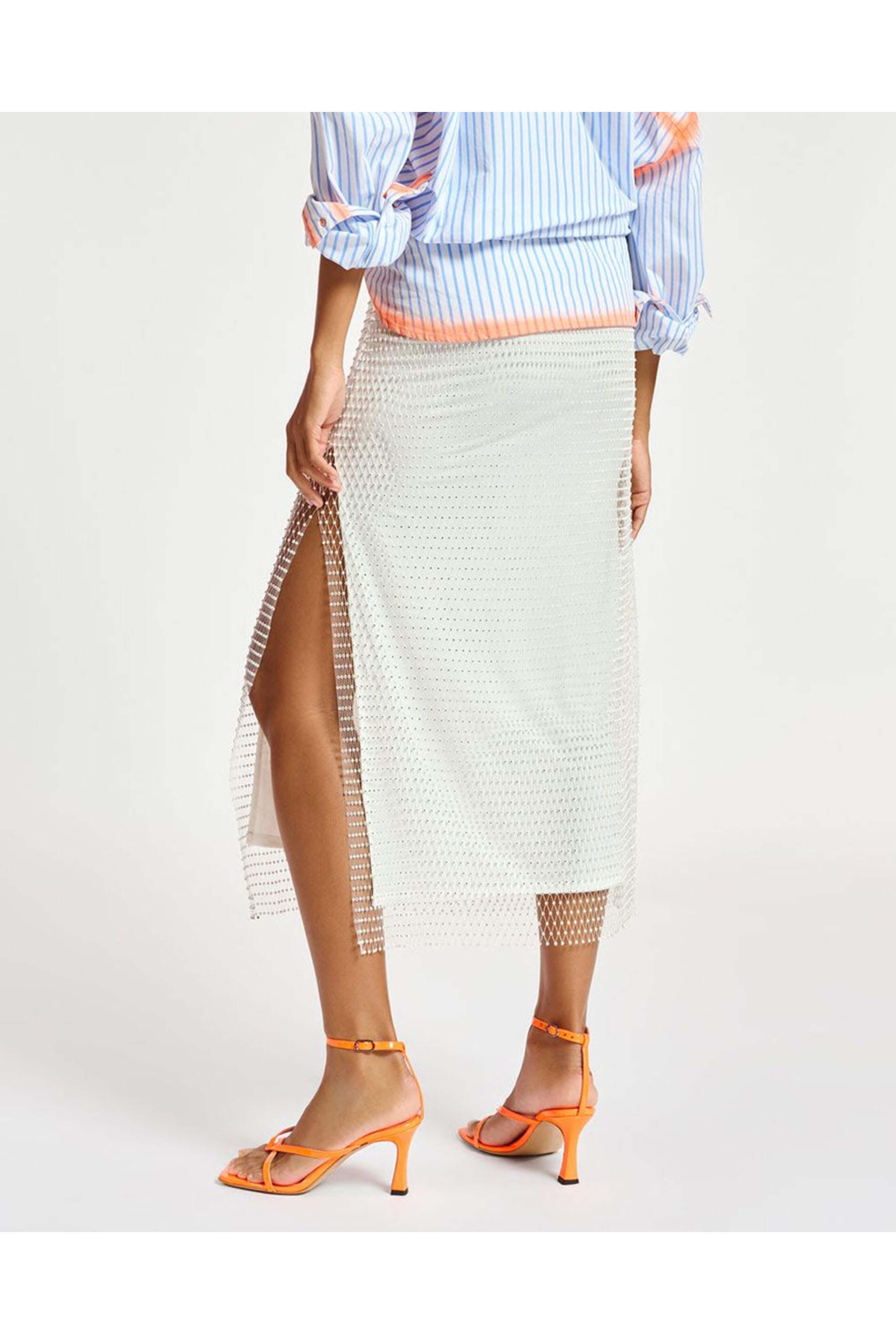Essentiel Antwerp - Off-White Diddy Mesh Midi Skirt