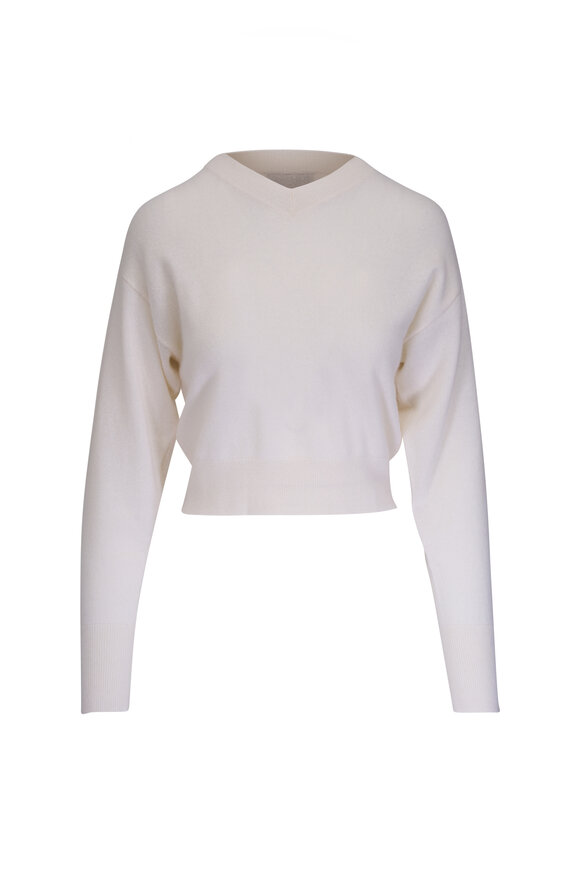 Le Kasha Dumka White Cashmere V-Neck Sweater