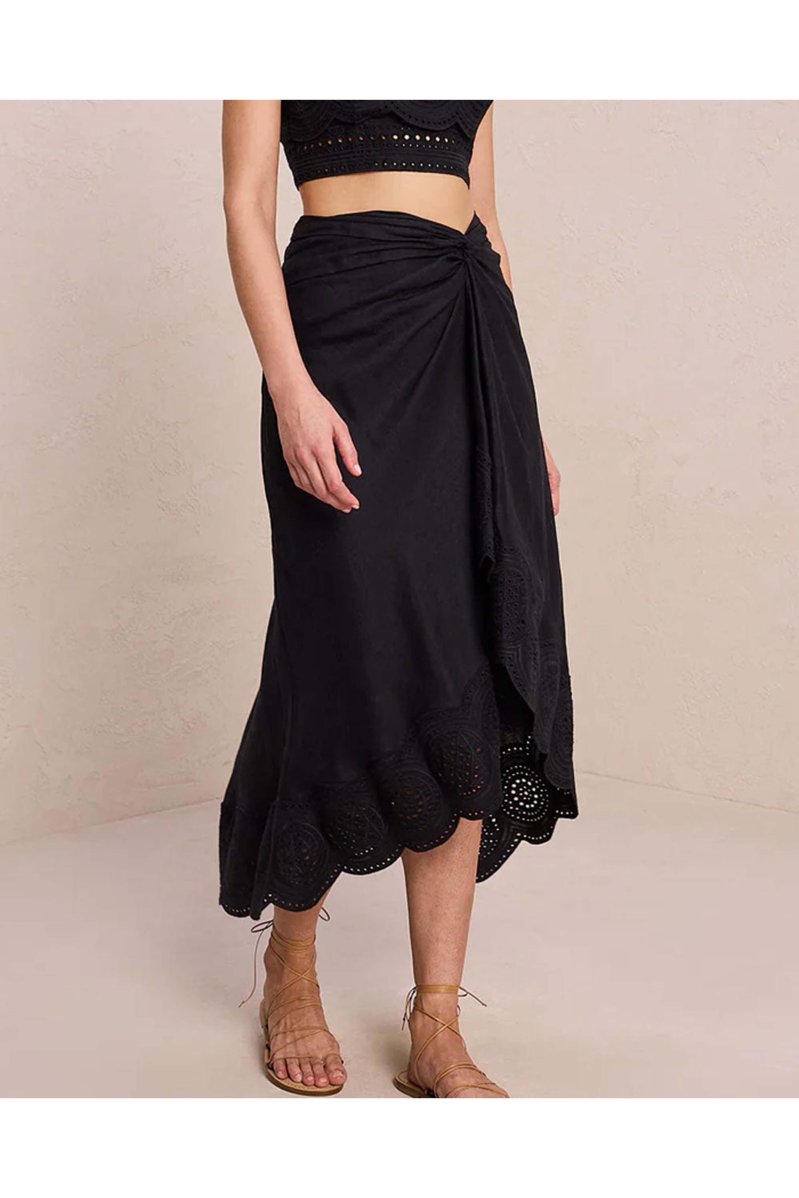 A.L.C. - Heather Linen Eyelet Skirt