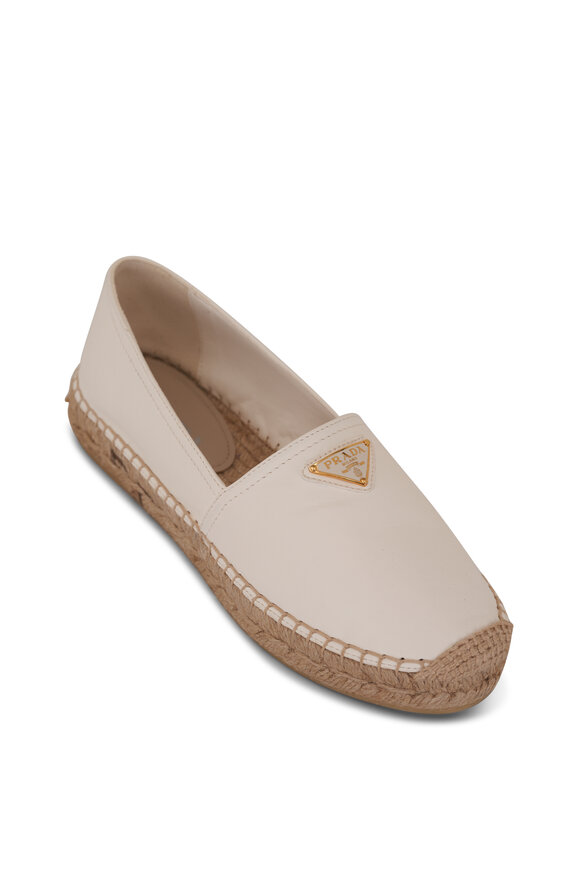 Prada Ivory Leather Espadrille Flat 