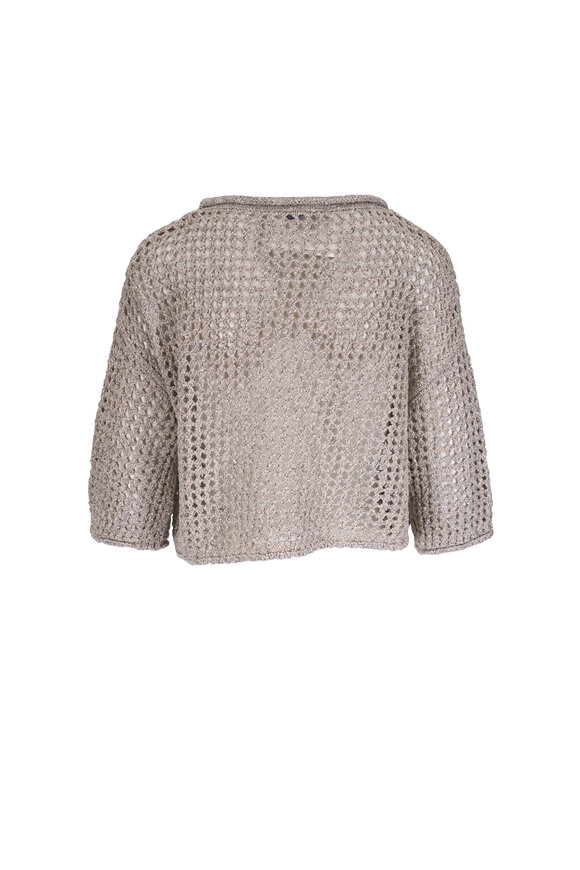 Lafayette 148 New York Oat Metallic Open Knit Oversized Sweater - view 2