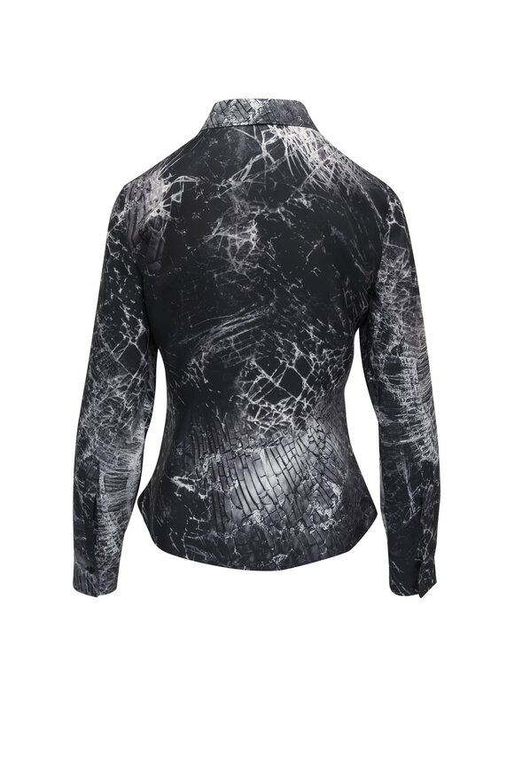 McQueen - Smashed Glass Screen Silk Twill Blouse